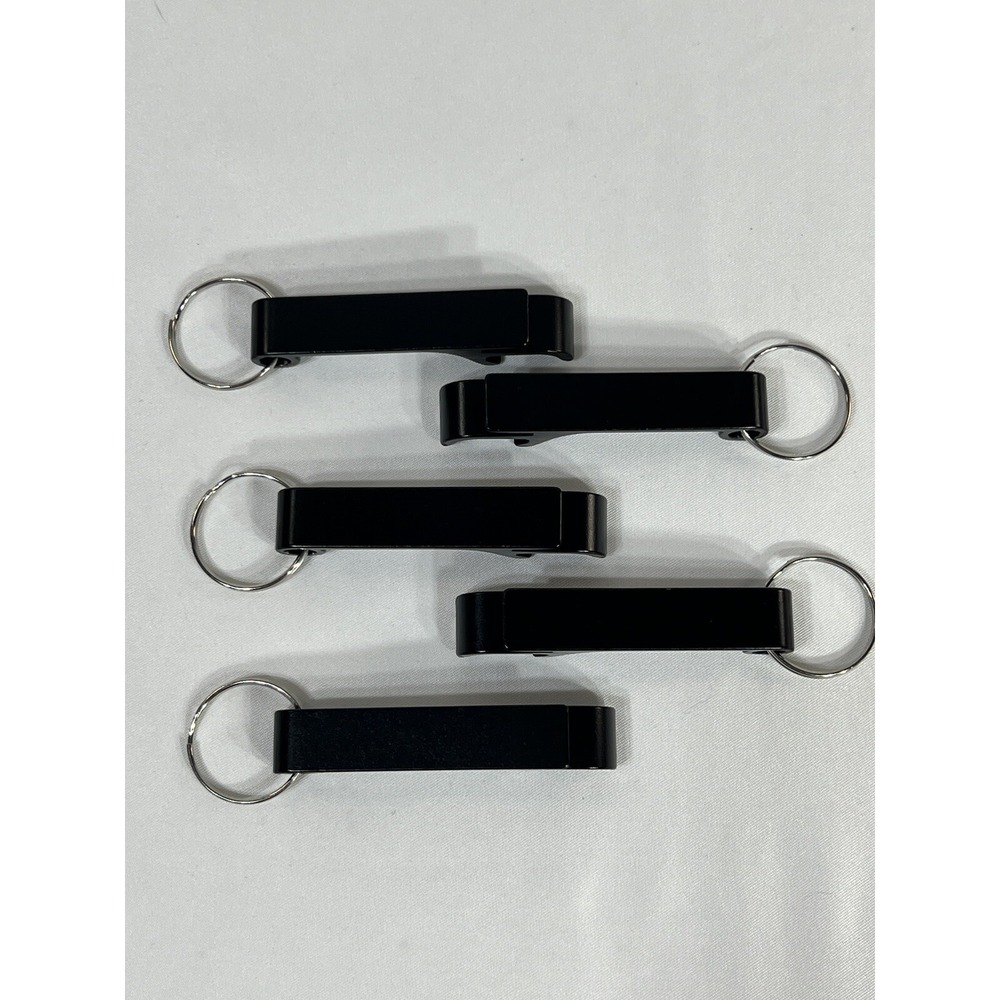 5 Pack Black Aluminum Bottle Opener Keychain Set for DIY Crafting and Engraving